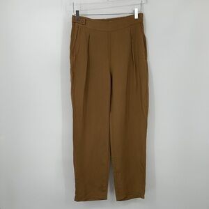 Humanoid Brita tapered pants trousers ankle cropped tan brown stripe new Small